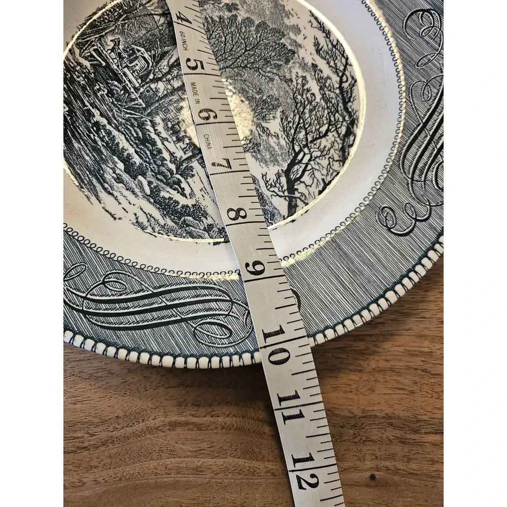 Currier And Ives Cavalier Ironstone China Plate. Navy And White 10 Inch